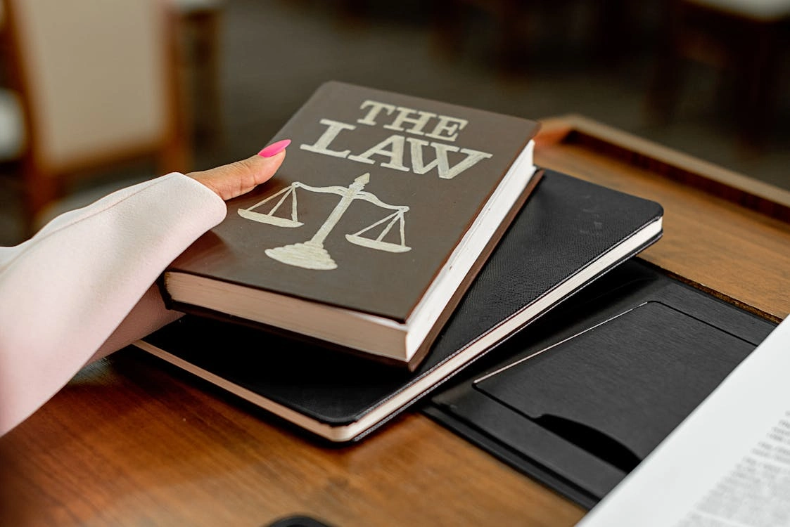 Law books on a desk