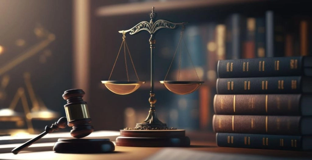Gavel and scales of justice.