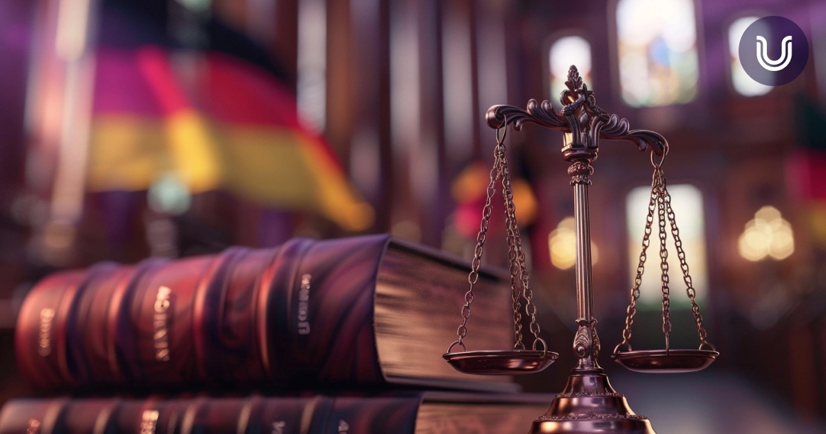Scales of justice with legal books
