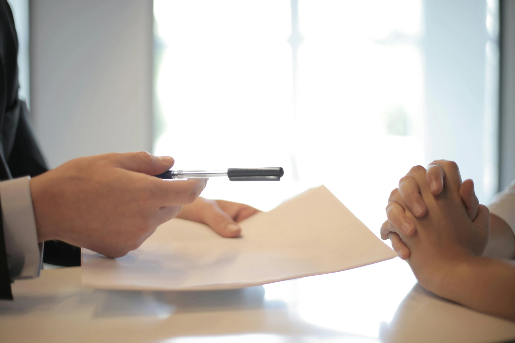 Handing over documents for signature